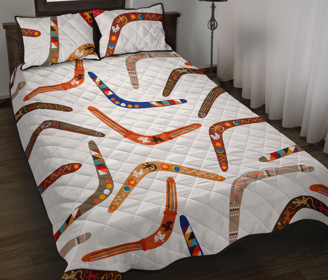 Boomerang Australian aboriginal ornament pattern Quilt Bed Set