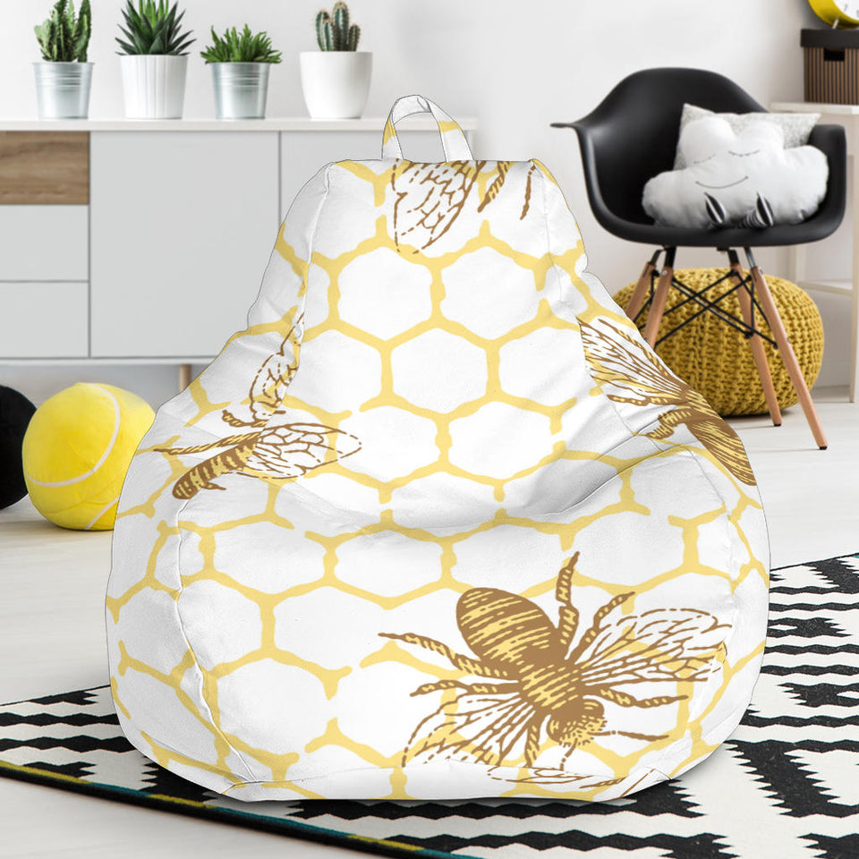 Bee Honeycomb Seamless Design Pattern Bean Bag Cover