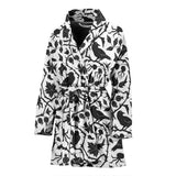 Crow Dark Floral Pattern Women'S Bathrobe