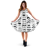Mustache Beard Pattern Print Design 04 Sleeveless Midi Dress