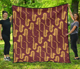 Hand Drawn Gold Saxophone Red Background  Premium Quilt