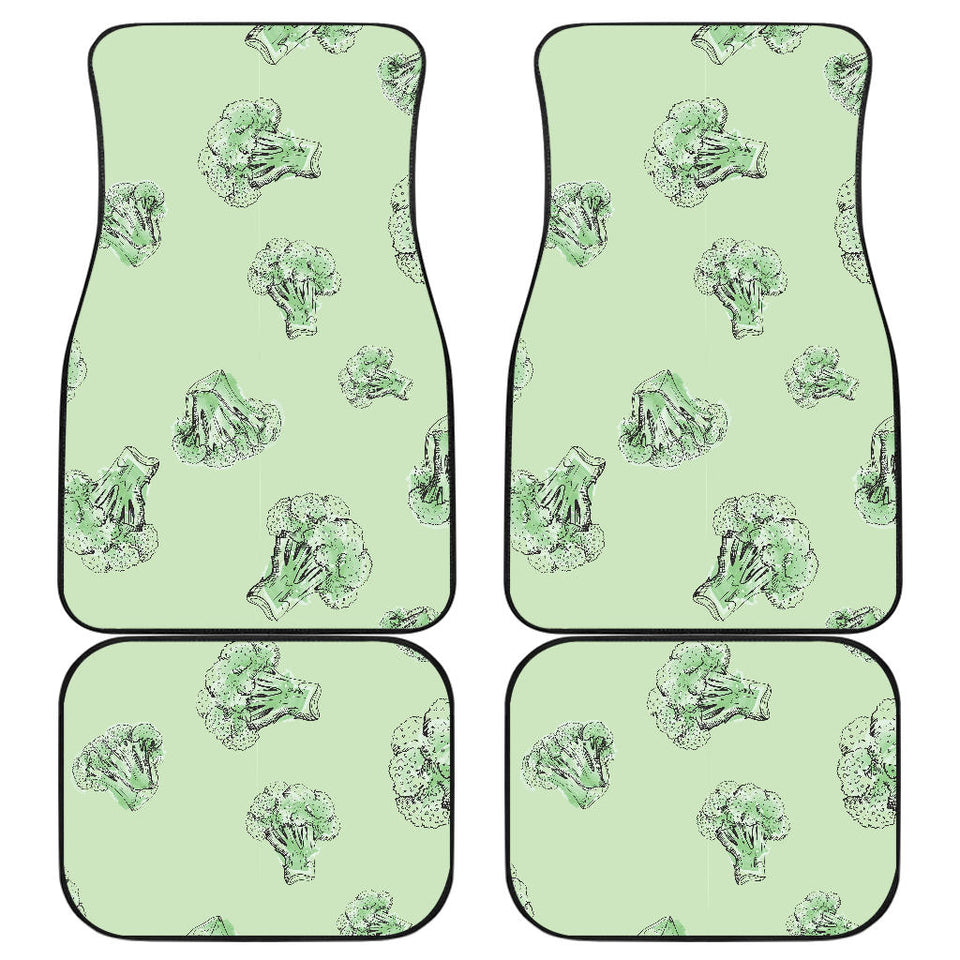 Broccoli Sketch Pattern Front And Back Car Mats