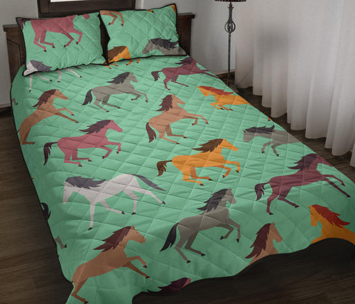 Colorful horses pattern Quilt Bed Set