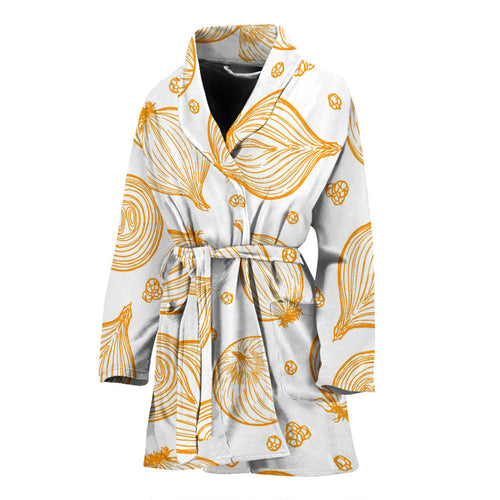 Hand Drawn Onion Pattern Women'S Bathrobe
