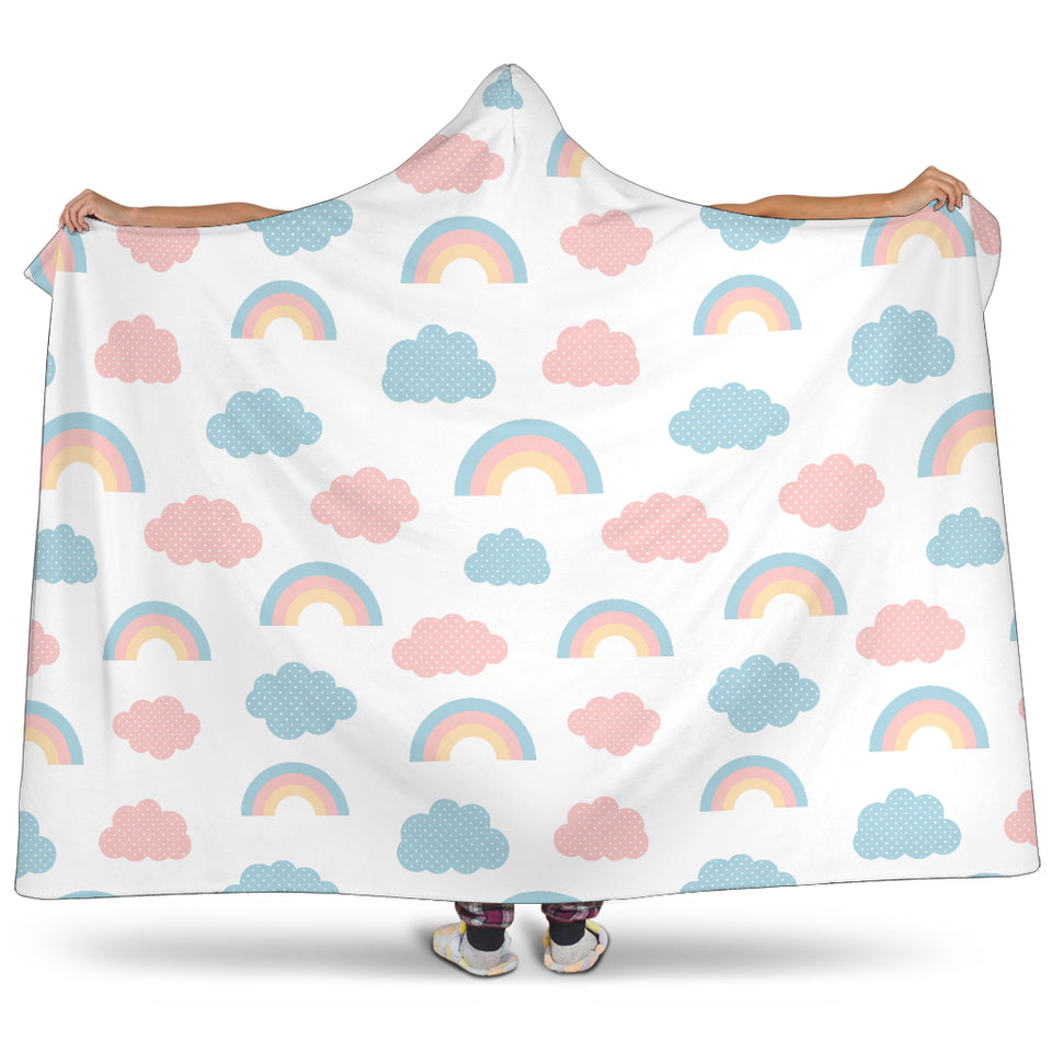 Cute Rainbow Clound Pattern Hooded Blanket