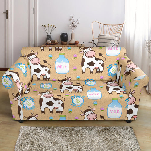 Cow Bottle Of Milk Pattern Loveseat Couch Slipcover