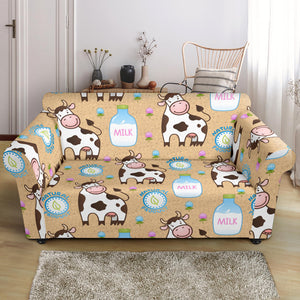 Cow Bottle Of Milk Pattern Loveseat Couch Slipcover