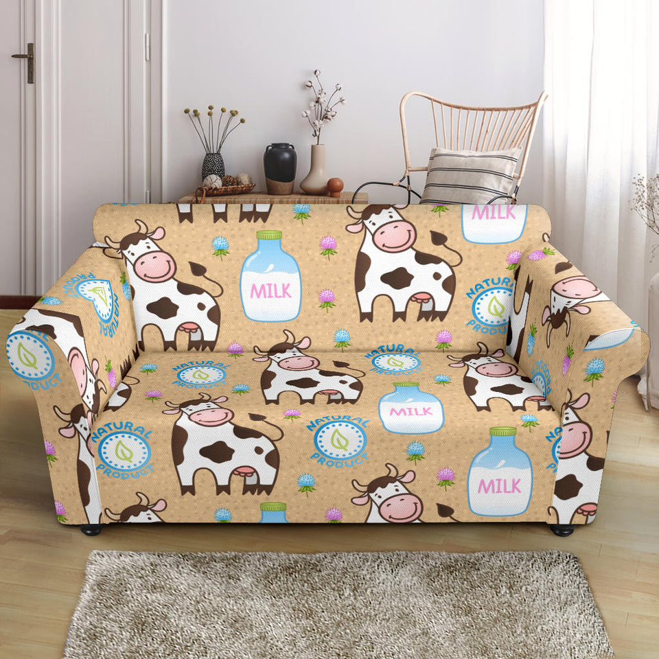 Cow Bottle Of Milk Pattern Loveseat Couch Slipcover