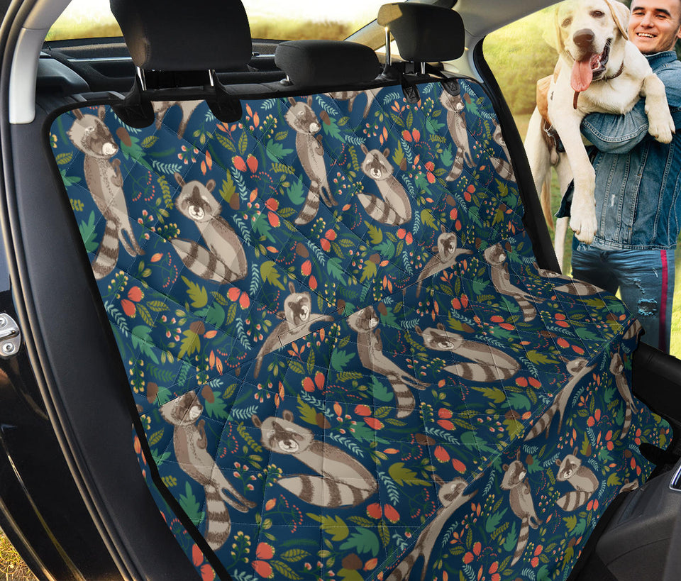Raccoon Tropical Leaves Pattern Dog Car Seat Covers