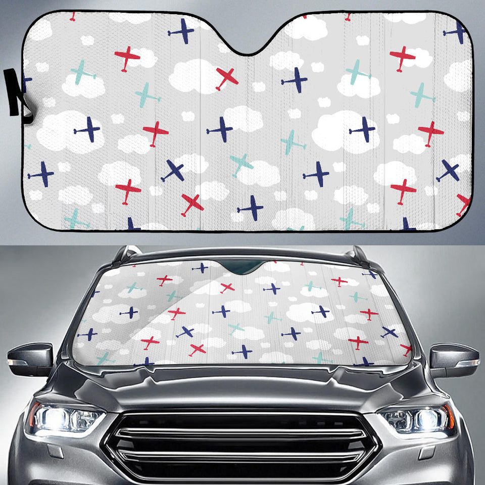 Airplane Cloud Grey Background Car Sun Shade