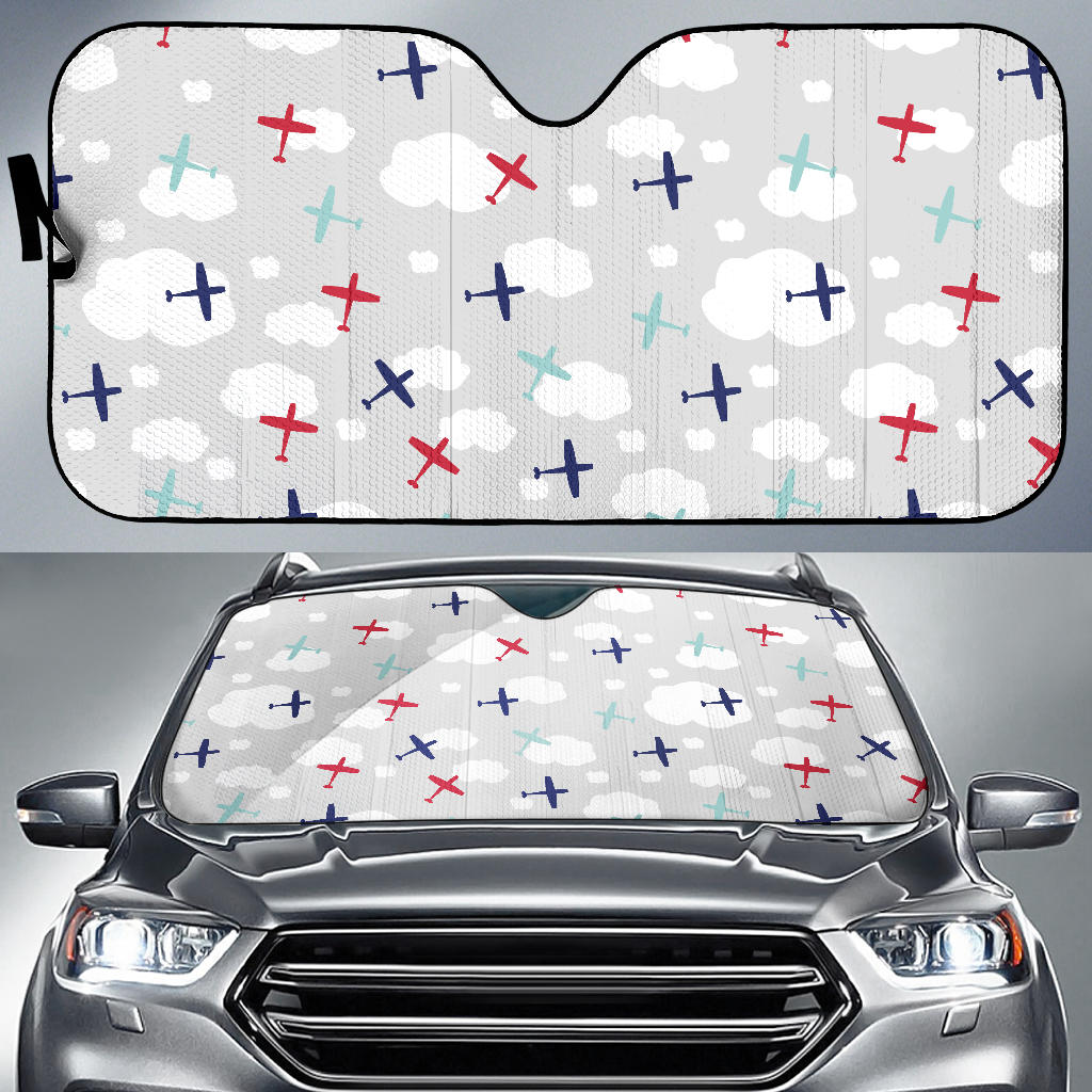 Airplane Cloud Grey Background Car Sun Shade