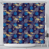 Blue Japanese Pattern Cloud Wave Flower Shower Curtain Fulfilled In US