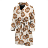 Lion Pattern Print Design 01 Men's Bathrobe