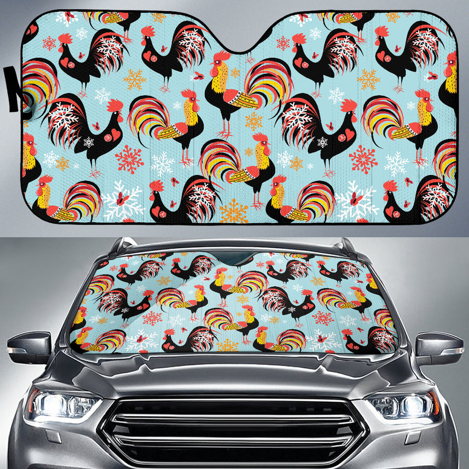Rooster Chicken Cock Snowfalke Car Sun Shade