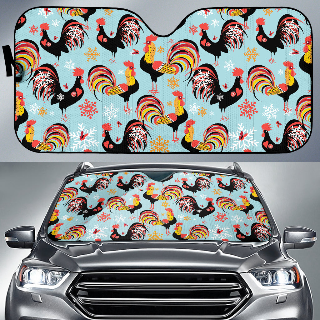 Rooster Chicken Cock Snowfalke Car Sun Shade