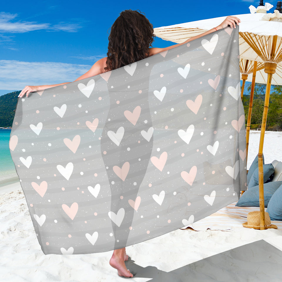 Heart Pattern Gray Background Sarong