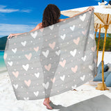 Heart Pattern Gray Background Sarong