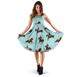 Horses Running Horses Rider Pattern Sleeveless Midi Dress