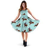 Horses Running Horses Rider Pattern Sleeveless Midi Dress