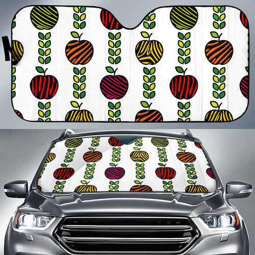 Colorful Apples Leave Zebra Stripe Car Sun Shade