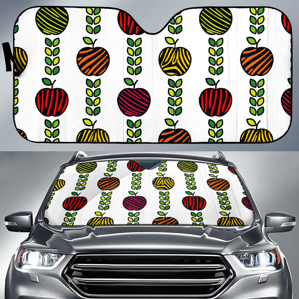 Colorful Apples Leave Zebra Stripe Car Sun Shade