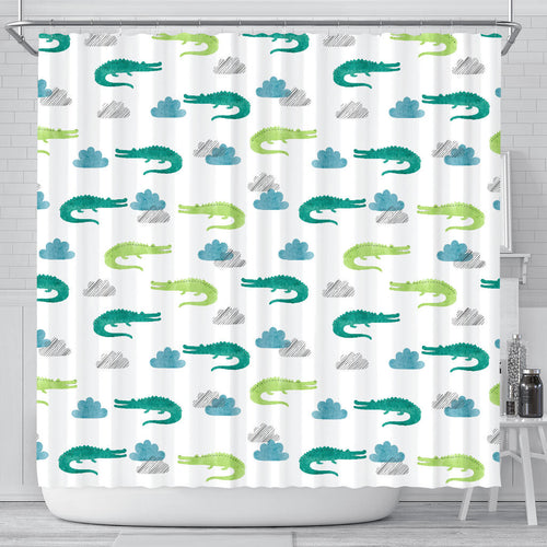 Watercolor Crocodile Pattern Shower Curtain Fulfilled In US