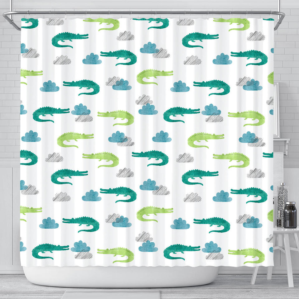 Watercolor Crocodile Pattern Shower Curtain Fulfilled In US