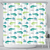 Watercolor Crocodile Pattern Shower Curtain Fulfilled In US