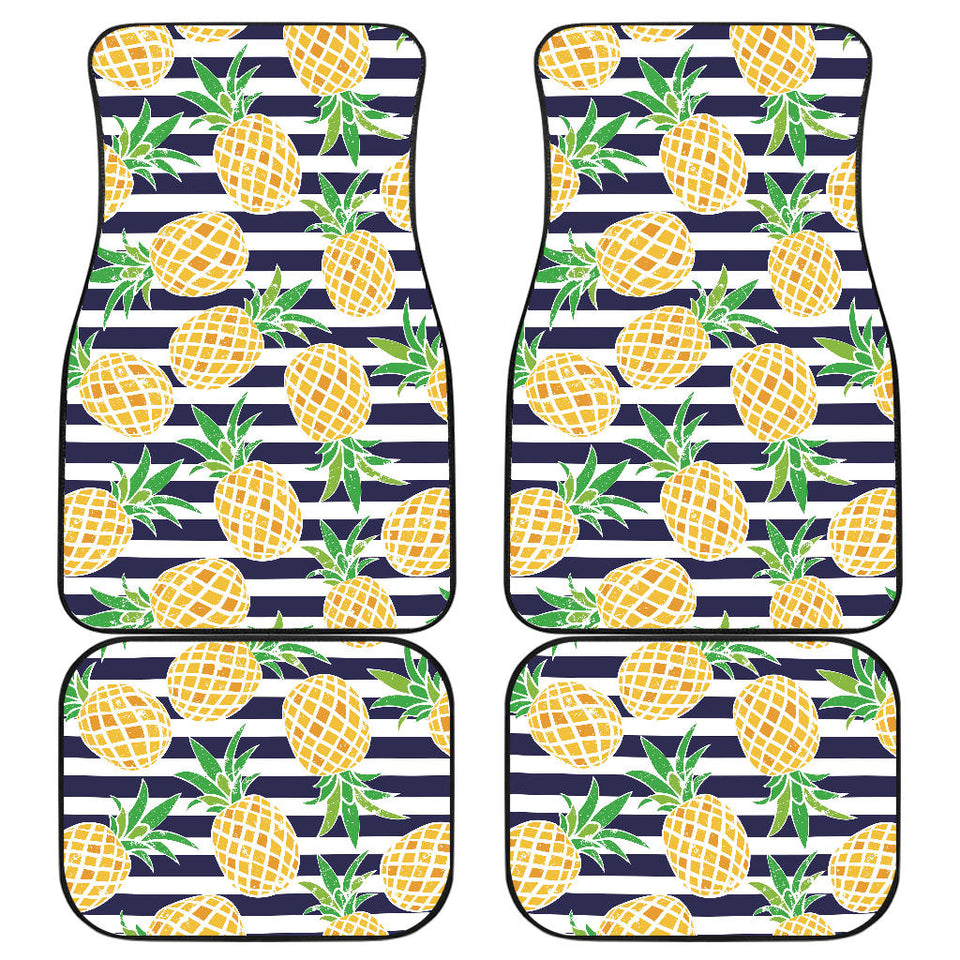 Pineapples Pattern Striped Background Front And Back Car Mats