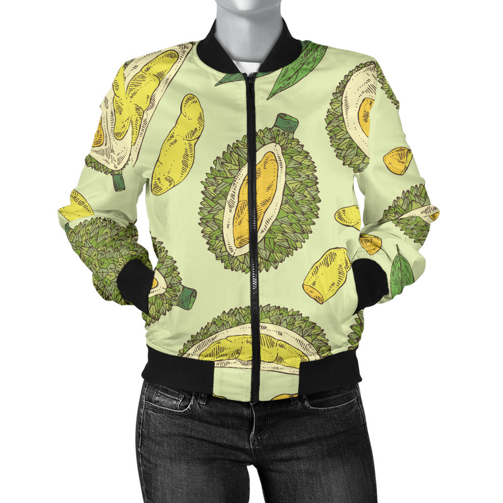 Durian Leaves Pattern Background Women'S Bomber Jacket