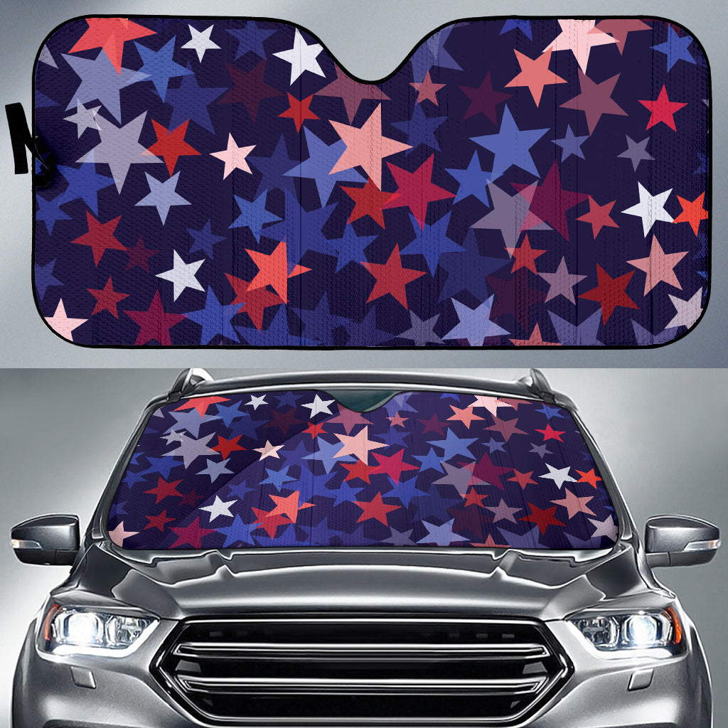 Red Blue Star Pattern Car Sun Shade
