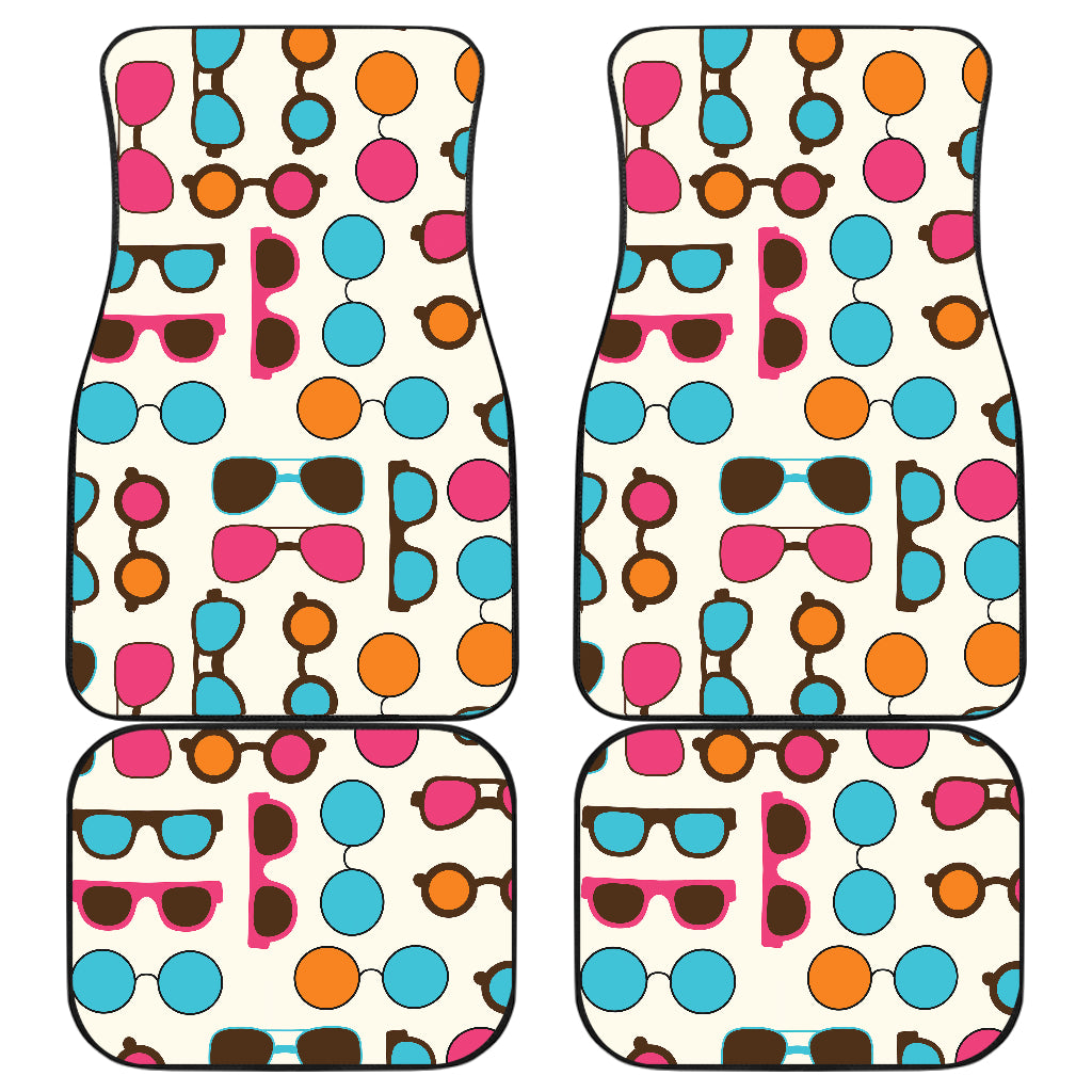 Sun Glasses Pattern Print Design 03 Front and Back Car Mats