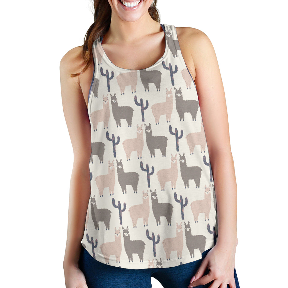 Llama Alpaca pattern Women Racerback Tank Top
