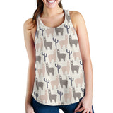 Llama Alpaca pattern Women Racerback Tank Top