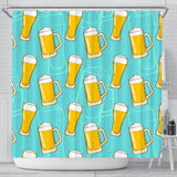 Beer Pattern Green Background Shower Curtain Fulfilled In US