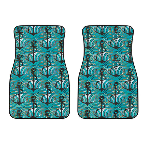 Anchor Nautical Green Background  Front Car Mats