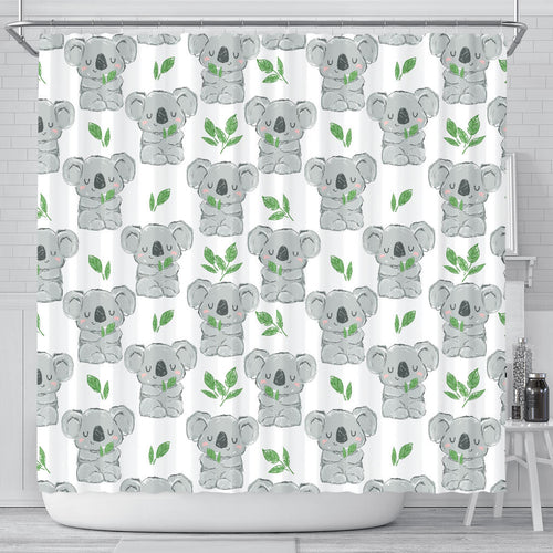 Hand Drawn Koala Leaves Pattern Shower Curtain Fulfilled In US