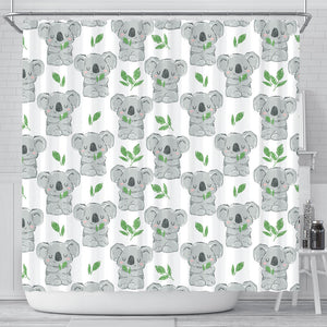Hand Drawn Koala Leaves Pattern Shower Curtain Fulfilled In US