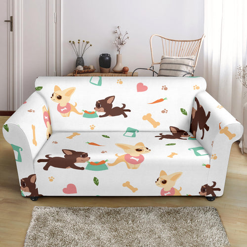 Cute Chihuahua Puppie Pattern Loveseat Couch Slipcover