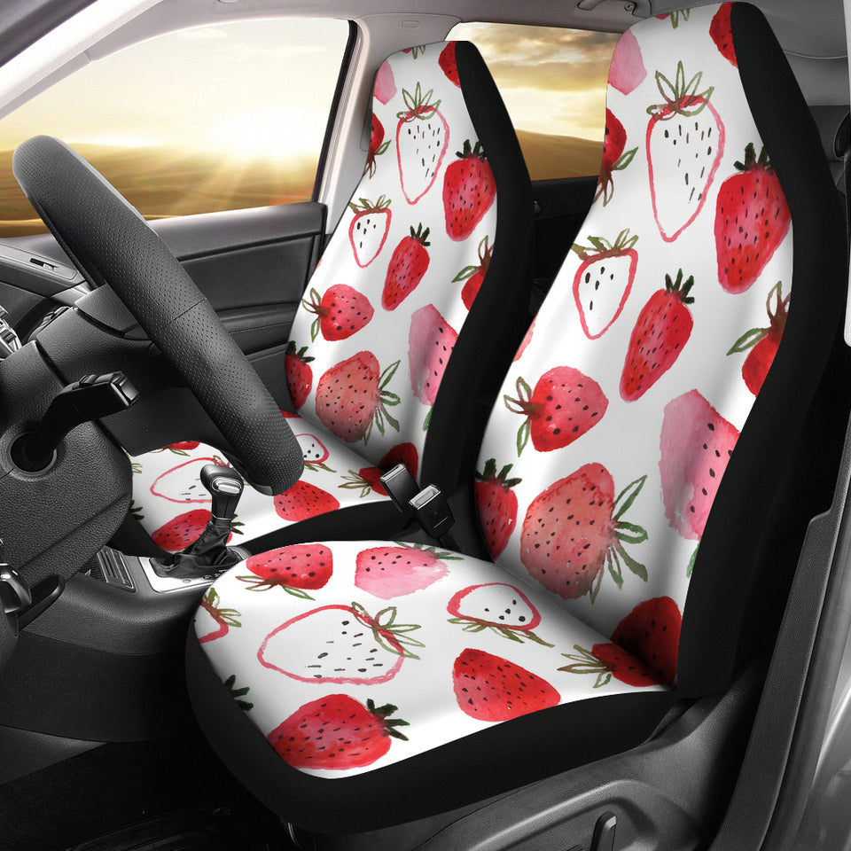 Watercolor Hand Drawn Beautiful Strawberry Pattern  Universal Fit Car Seat Covers