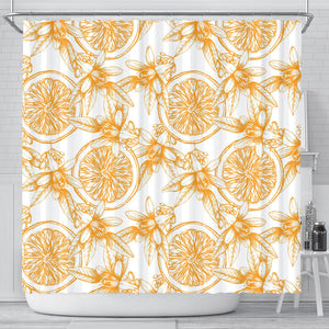 Hand Drawn Orange Fruit Pattern Shower Curtain Fulfilled In US