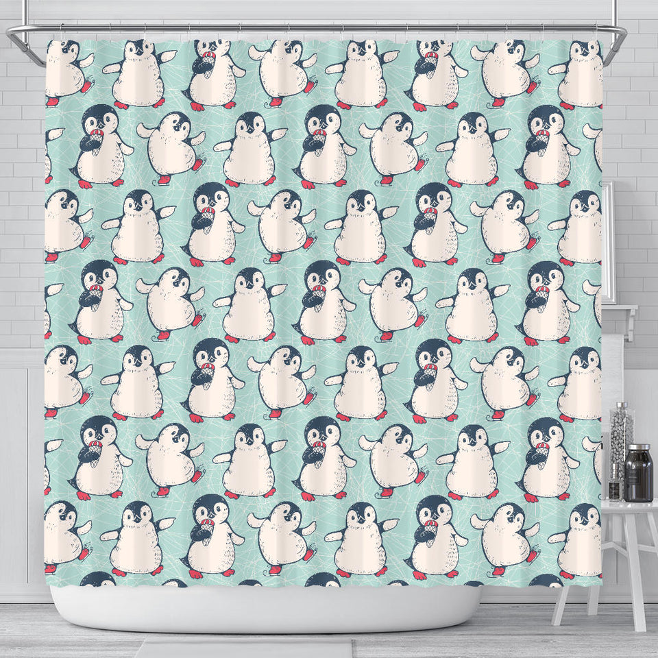 Cute Penguin Pattern Shower Curtain Fulfilled In US