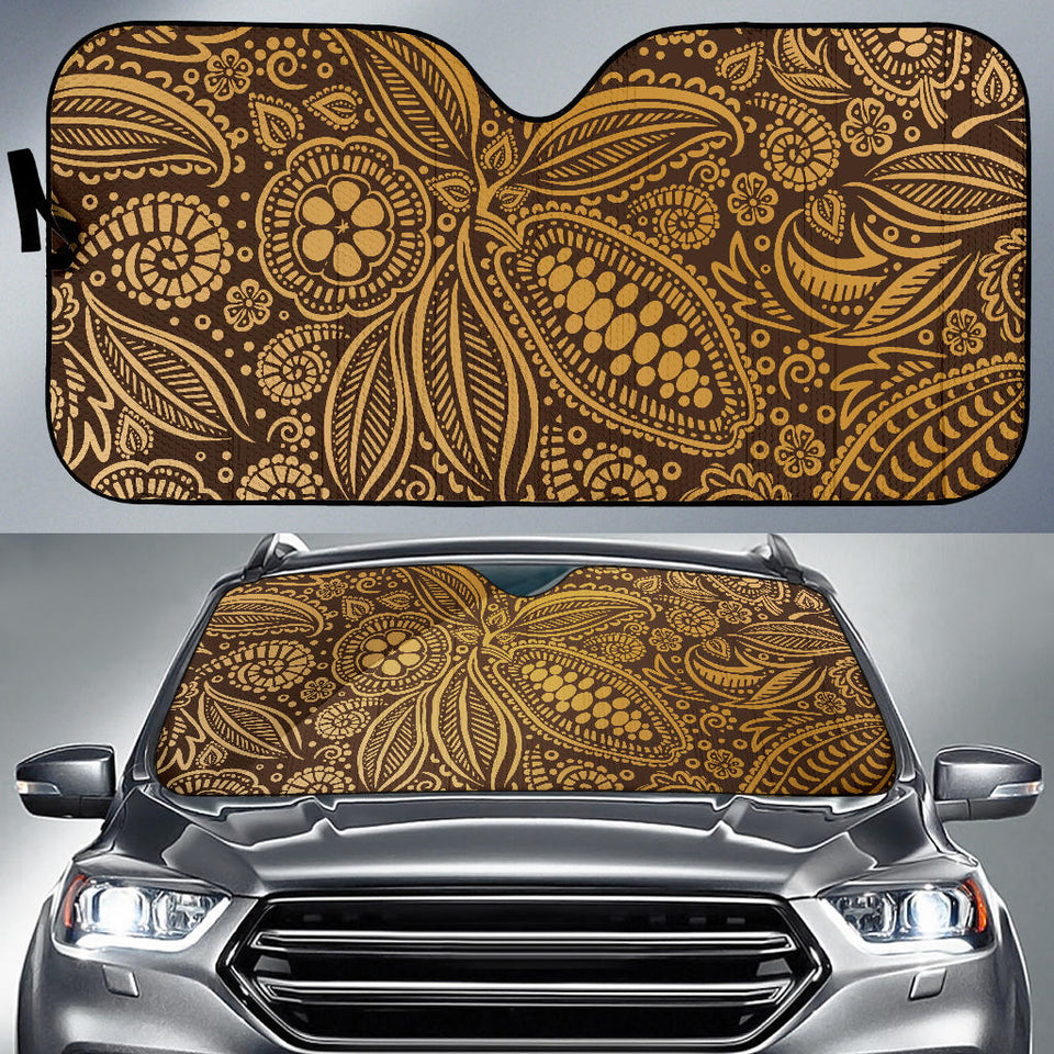 Cocoa Beans Tribal Polynesian Pattern Background Car Sun Shade