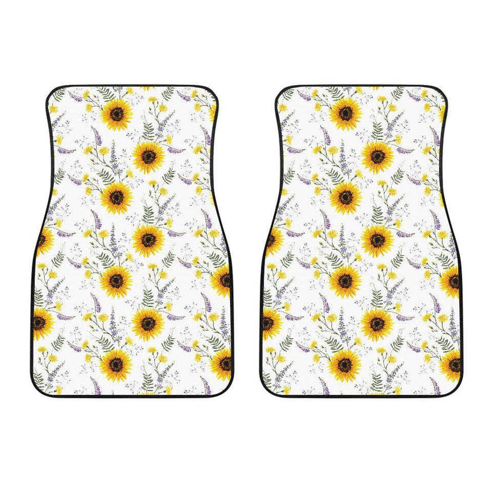 Beautiful Sunflowers Pattern Front Car Mats