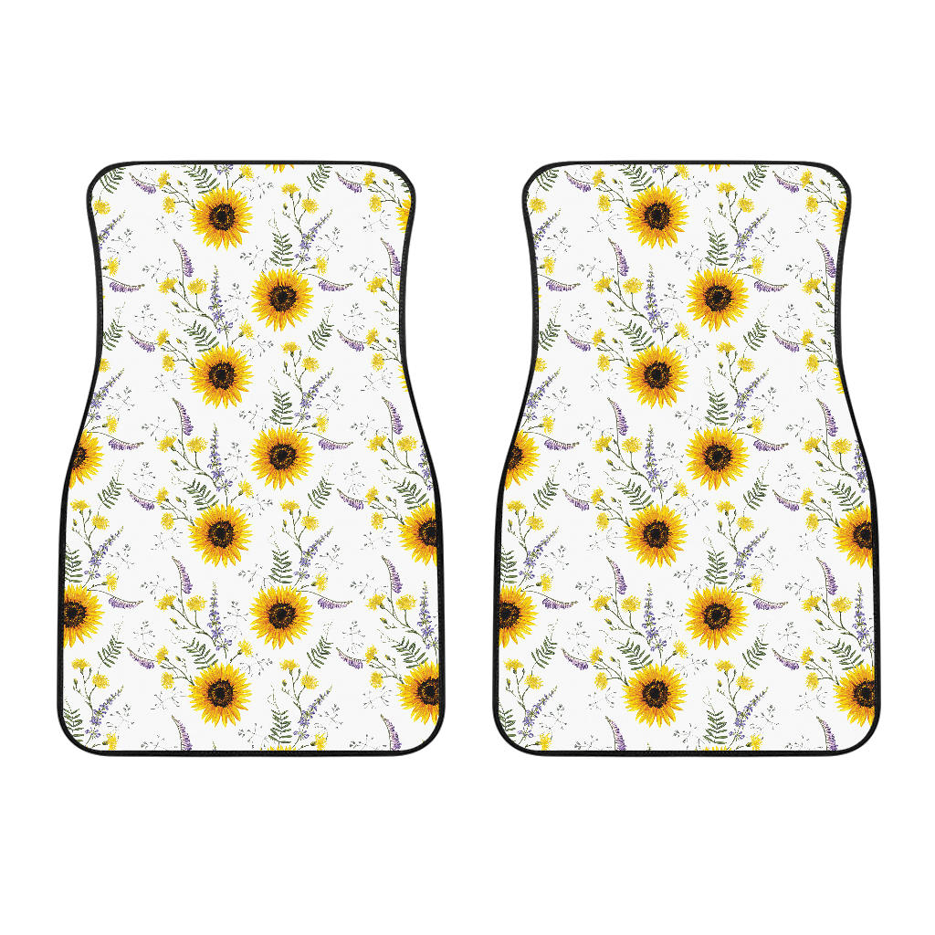 Beautiful Sunflowers Pattern Front Car Mats