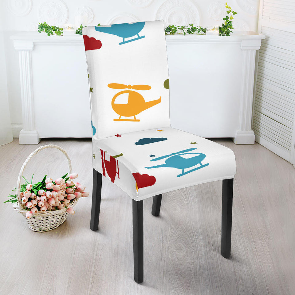 Colorful Helicopter Pattern Dining Chair Slipcover