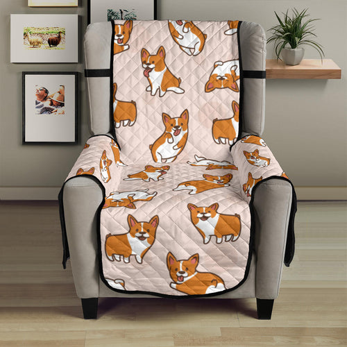 Cute Corgis Pattern pink background Chair Cover Protector