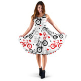 Bicycle Pattern Print Design 04 Sleeveless Midi Dress