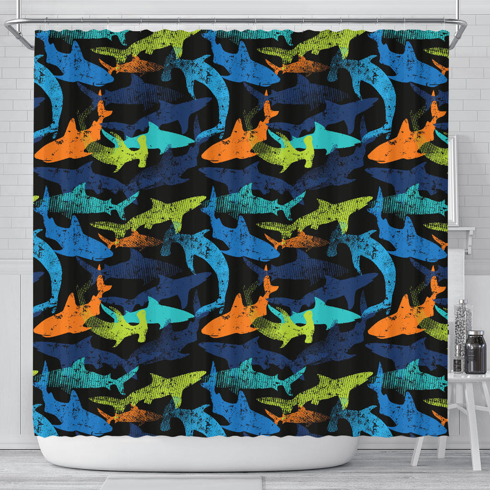 Colorful Shark Shower Curtain Fulfilled In US