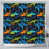 Colorful Shark Shower Curtain Fulfilled In US
